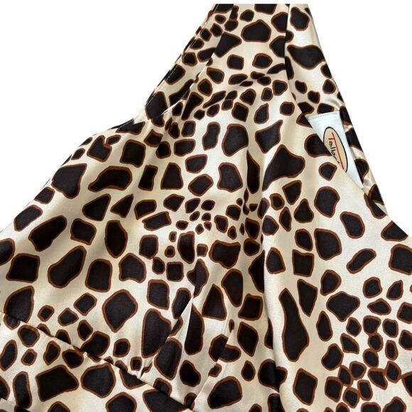 Vintage Y2K Talbots Silk Leopard Babydoll Top Mob Wife Glam Animal Print 12 - Picture 3 of 10